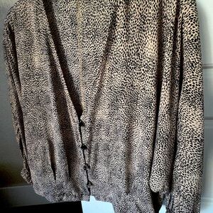 ZARA V Neck Button Down Relaxed Fit Cheetah shirt